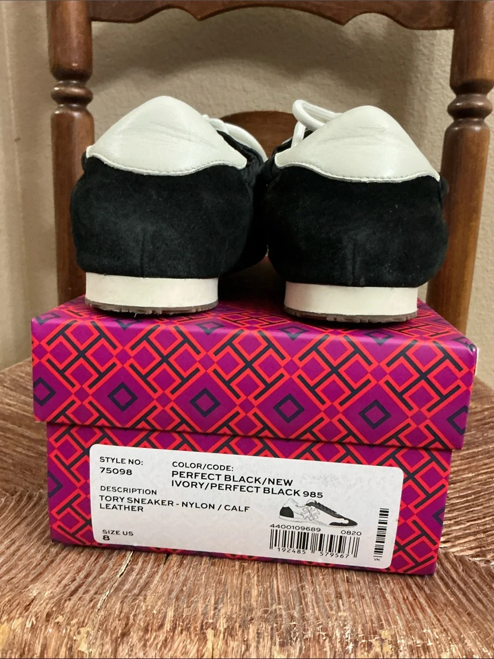 Tory Burch Black, White & Brown Low-Top Sneakers